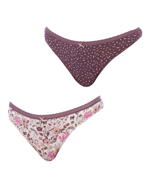 Janira Purple Pack Of 2 Cotton Thongs 1031248