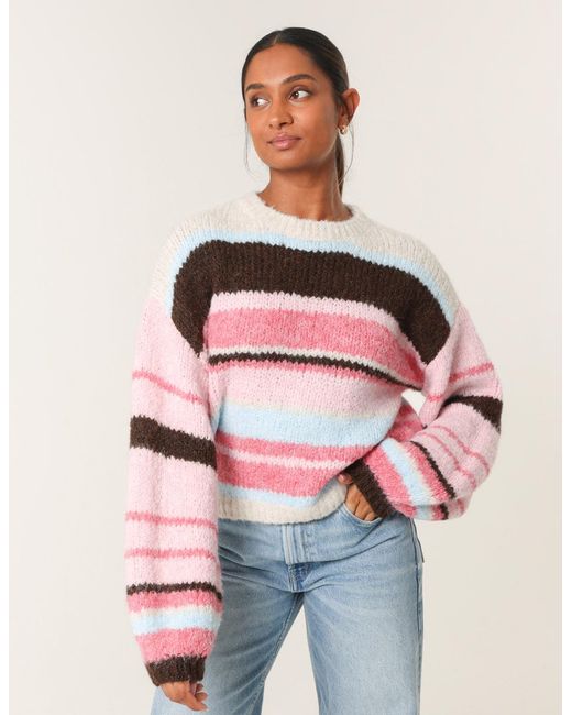 Blue Vanilla Pink Colourful Block Horizontal Stripes Jumper