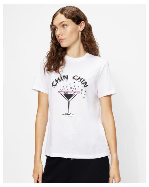 Ted Baker White Zooeey Chin Graphic Tee