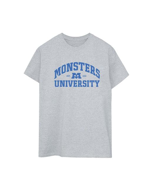 Disney Gray Ladies Monsters University Logo Cotton Boyfriend T-Shirt (Sports)