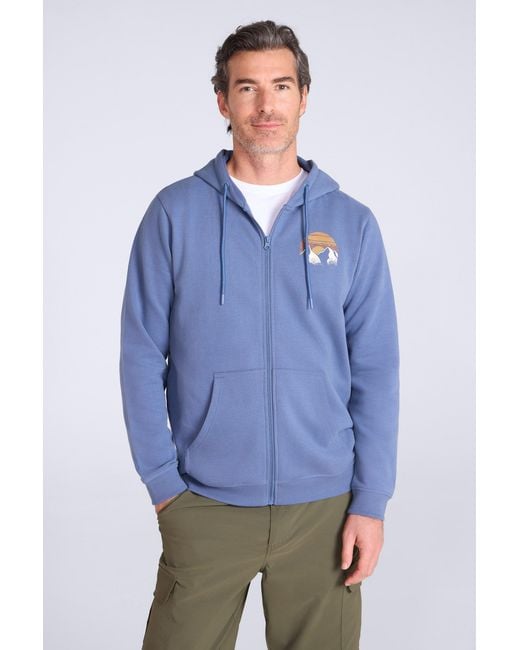 Mountain Warehouse Blue 'Circle Mountain' Full Zip Hoodie With Side Pockets Warm Cosy Pullover Cotton for men