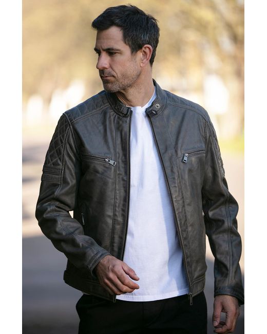 Ashwood Leather Blue 'N2' Premium Real Vintage Biker Jacket for men