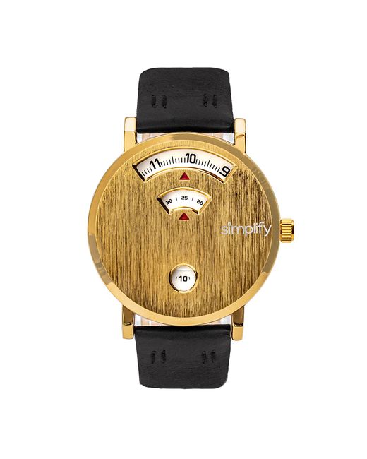 Simplify Metallic The 7000 Leather-Band Watch