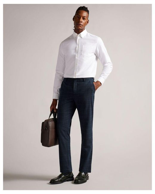 Ted Baker Blue Kimbar Camburn Regular Fit Trousers for men
