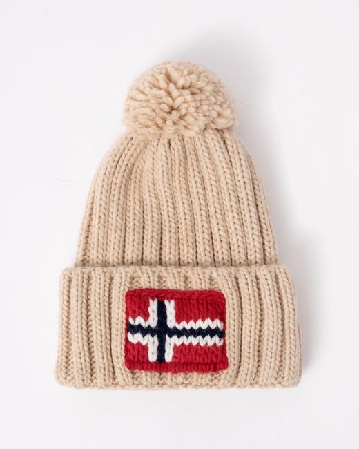 Napapijri White Semiury 5 Bobble Hat