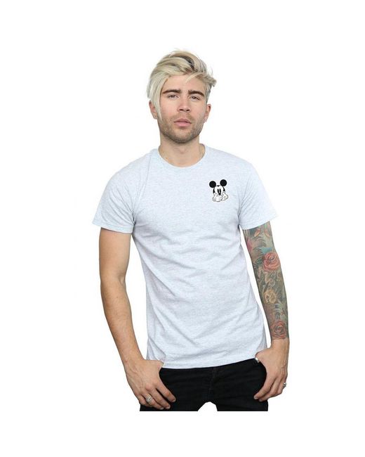 Disney Blue Mickey Mouse Dont Speak Breast Print T-Shirt (Sports) for men