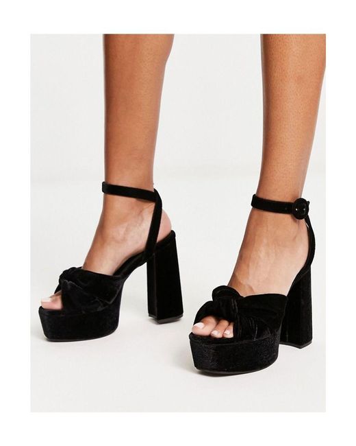 ASOS Natia Knotted Platform Heeled Sandals in Black Lyst UK