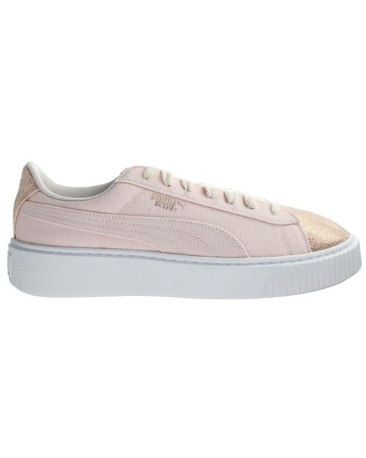 PUMA Gray Basket Platform Trainers Canvas