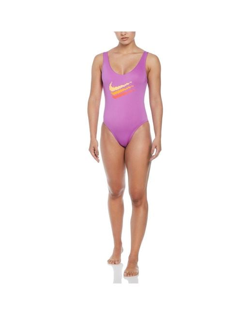 Nike Purple Multi Logo Multi Logo U-Back One Piece