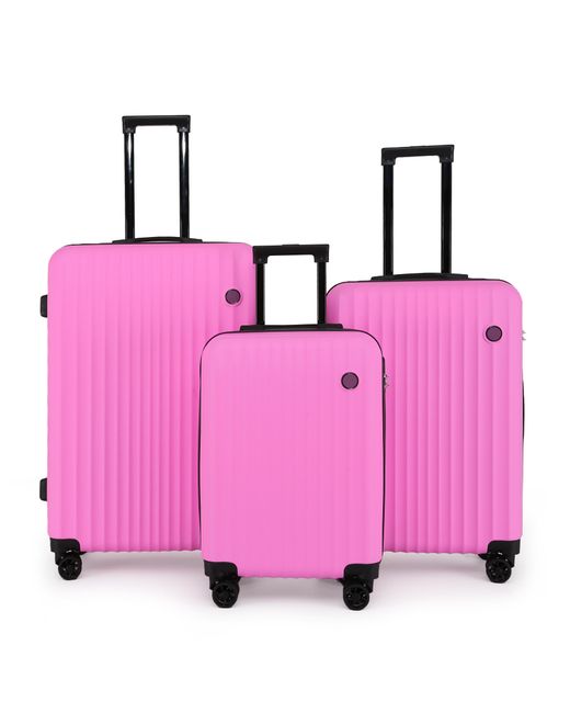 Infinity Leather Pink Hard Shell Abs Suitcase 8 Wheel Travel Case Holiday Bags