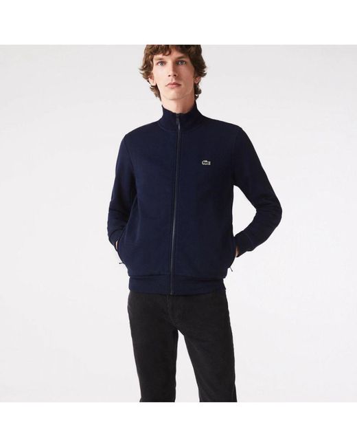 Lacoste Blue Regular Fit Brushed Fleece Sweatshirt With Zipper for men