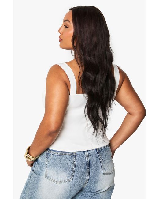 Boohoo White Plus Ruched Milkmaid Top