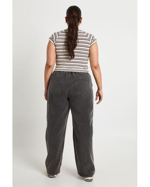 Boohoo Black Plus Elasticated Back Tie Drawstring Straight Leg Jean