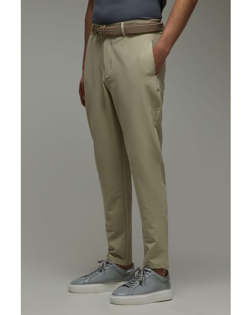 BoohooMAN Green Active Stretch Tapered Golf Trousers for men
