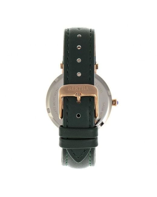 Bertha Metallic Emily Mother-Of-Pearl Leather-Band Watch