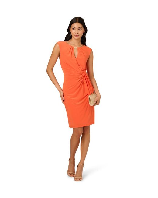 Adrianna Papell Orange Keyhole Jersey Short Dress