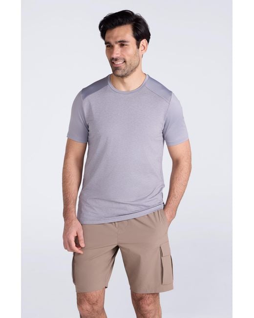 Mountain Warehouse Purple 'Agra' Isocool Striped Tee Sun Protection Comfy Sports T-Shirt Polyamide for men