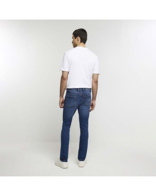 River Island White Skinny Jeans Fit Faded Denim Cotton for men