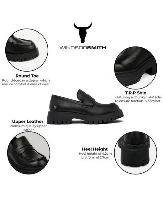 Windsor Smith Black Leather Chunky Loafers