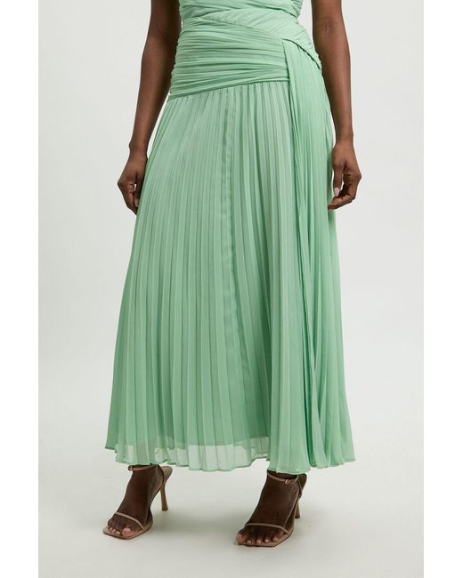 Karen Millen Green Crinkle Chiffon Woven Maxi Skirt