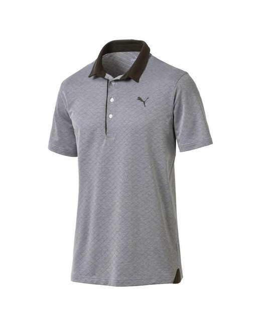 PUMA Gray Diamond Jaquard/Khaki Performance Fit Golf Polo Shirt 576125 04 for men