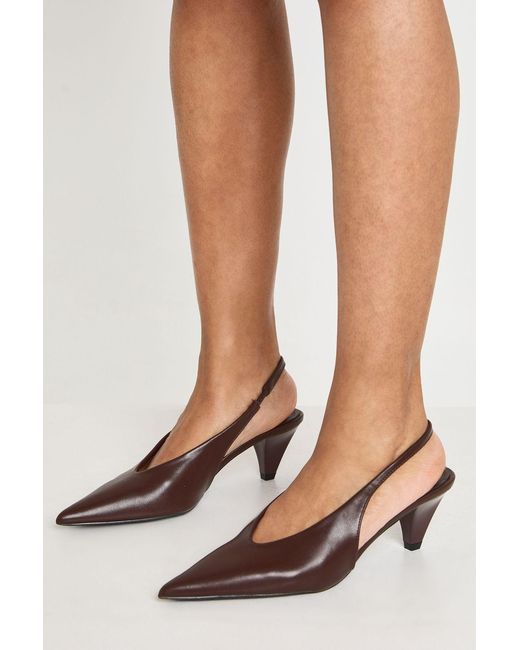 Boohoo Brown Low Heel Slingback Court Shoes