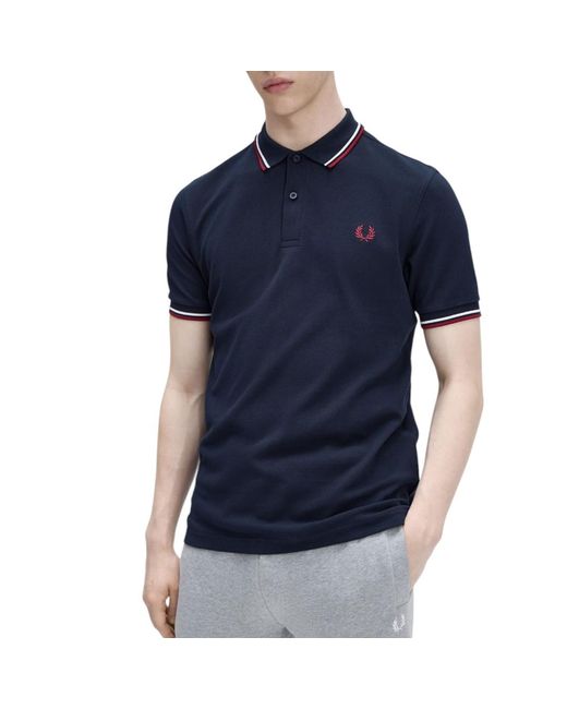 Fred Perry Blue M3600 Twin Tipped Polo Shirt for men