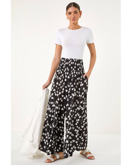Roman White Abstract Palazzo Trouser