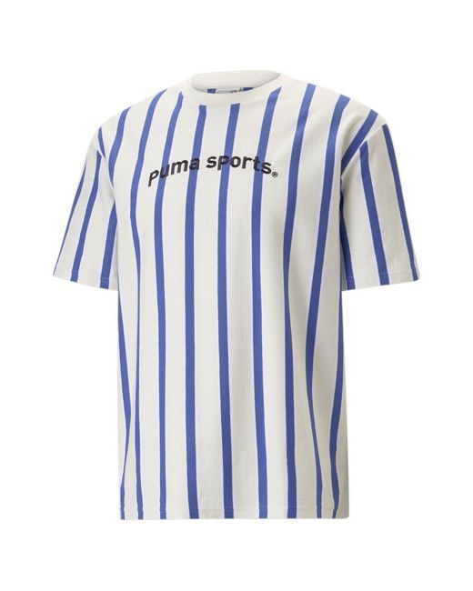 PUMA Blue Team Striped T-shirt for men