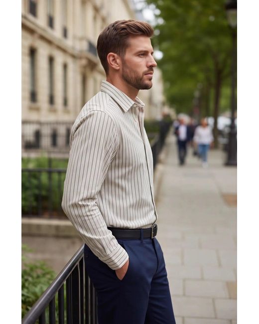 Tommy Hilfiger Green Striped Cotton Shirt for men