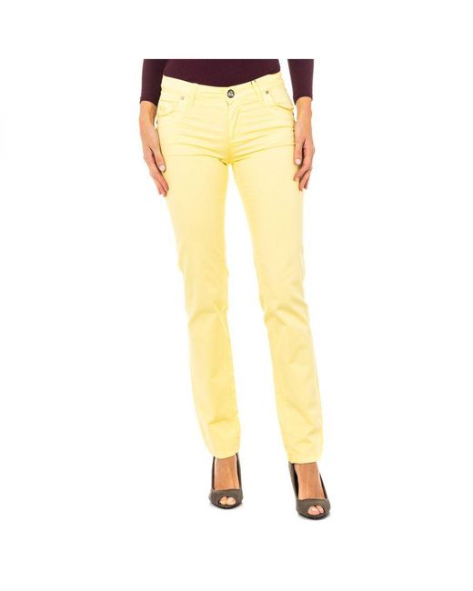 La Martina Yellow Stretch Elastic Pants With Skinny-Cut Hems Lwt006