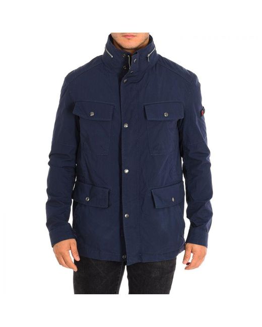 Strellson Blue High Collar Jacket With Hidden Hood 10004981 Men for men