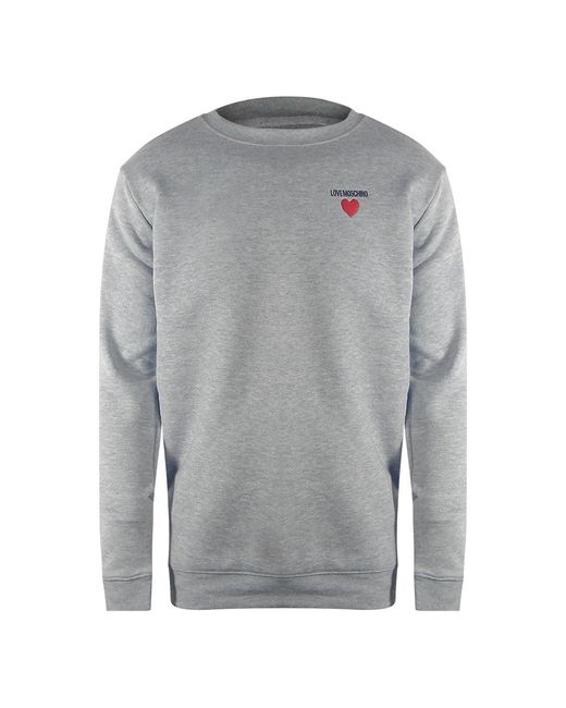 Moschino Gray Love Heart Logo Sweatshirt Cotton for men