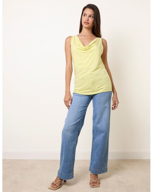 Blue Vanilla Blue Sleeveless Cowl Neck Viscose Jersey Top