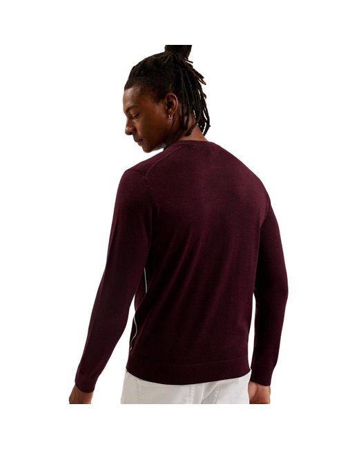 Ted Baker Purple Liblo Merino Branded Crewneck Jumper for men