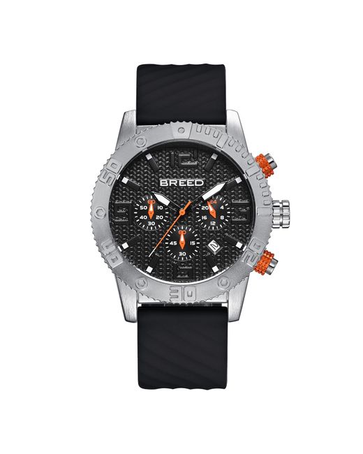 Breed Black Double Agent Chronograph Watch With Date for men
