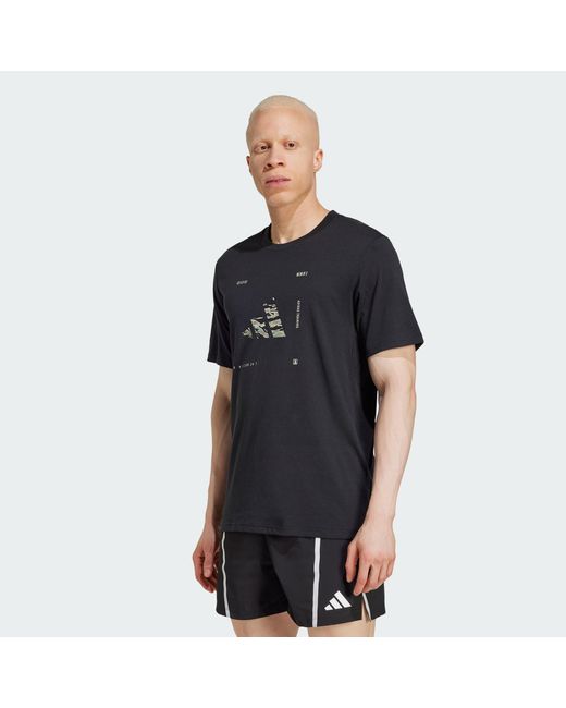 Adidas Originals Black Climacool Training Camo Logo Graphic Tee for men