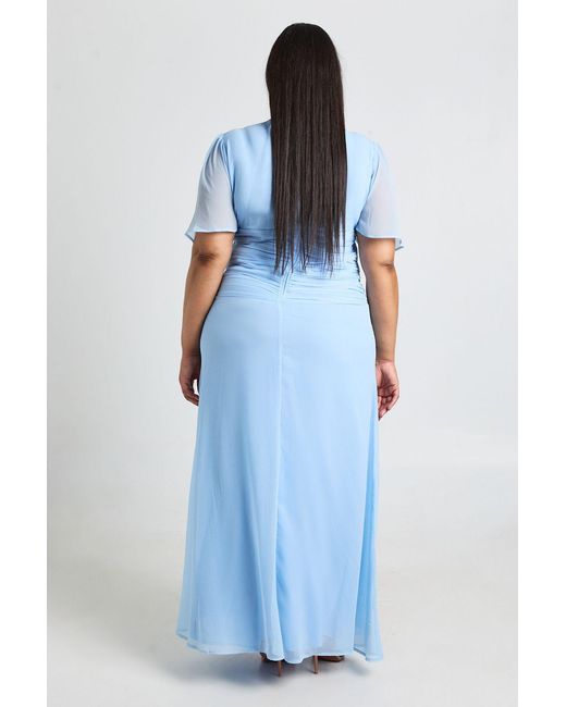 Boohoo Blue Plus Chiffon Ruched Waist Maxi Dress