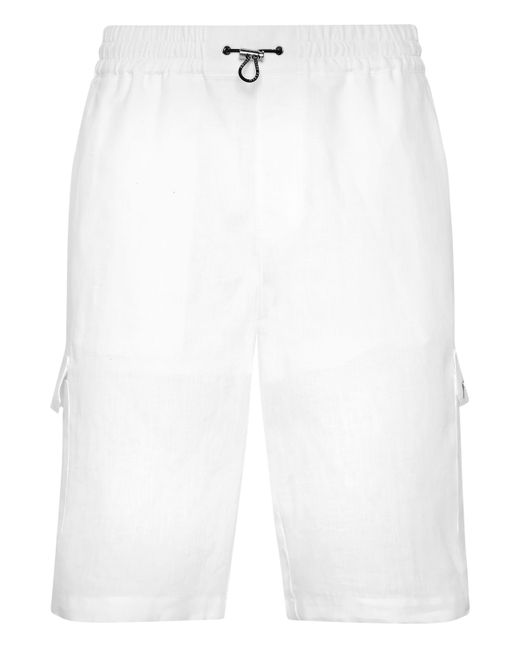 Philipp Plein Linen Short Trousers Coolkid Cargo in White für Herren