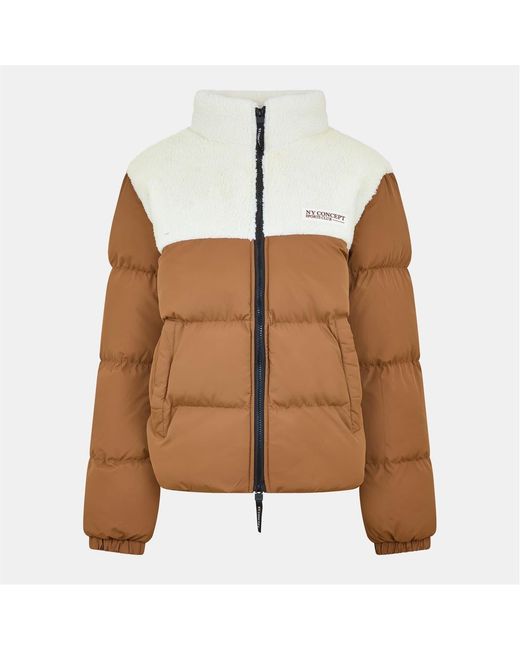 NY Concept Brown Aspen Zipped Pocket Puffer Jacket for men