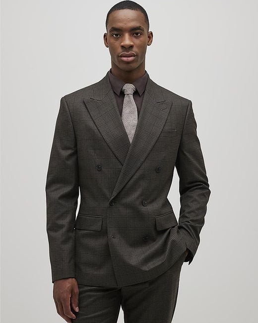 River Island Gray Suit Jacket Slim Fit Check for men