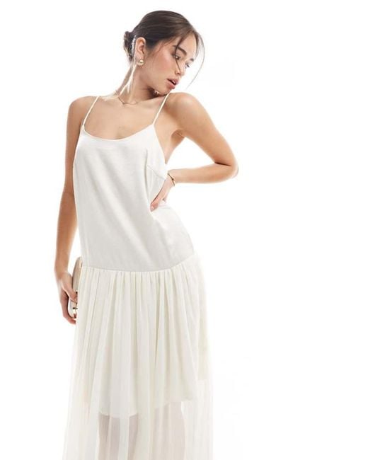 Object White Tulle Maxi Slip Dress