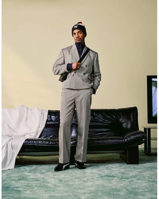ASOS Natural Wide Leg Suit Trousers for men