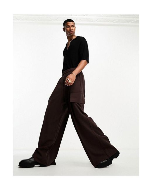 ASOS Black Super Oversized Suit Cargo Trousers With Pockets for men