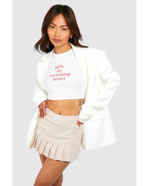 Boohoo White Pleated Hem Micro Mini Skort