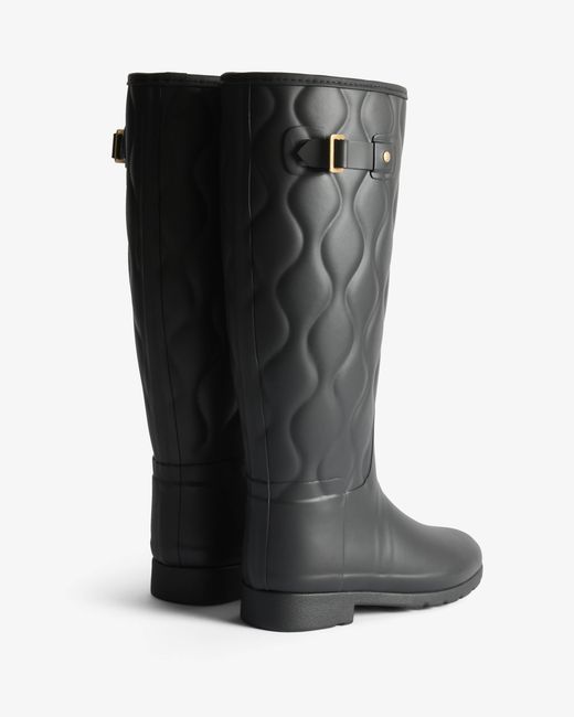 Hunter Black Originals Refined Tall Onion Quilt Boots