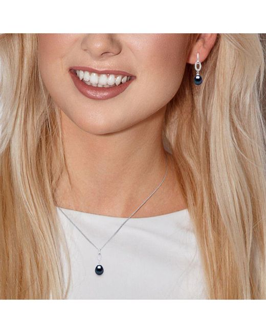 Diadema Blue Normandy Adornment Necklace & Earrings Dangle Freshwater Pearl 925