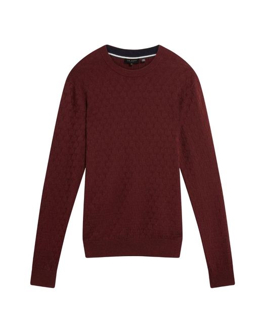 Ted Baker Purple Sainsy T Stitch Crew Neck Jumper for men