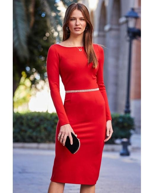 Sosandar Red Luxe Body-Sculpting Jersey Dress