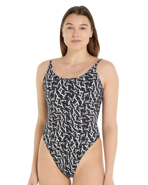 Calvin Klein Black Kw0Kw02086 Scoop Swimsuit
